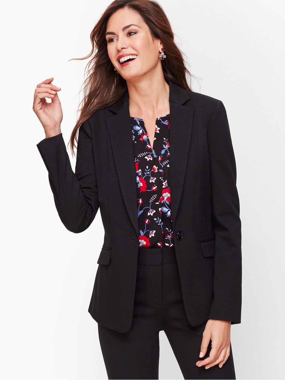 New Talbots Wool Blazer 12P Black Stretch Tailored Career Quiet Luxury Jacket